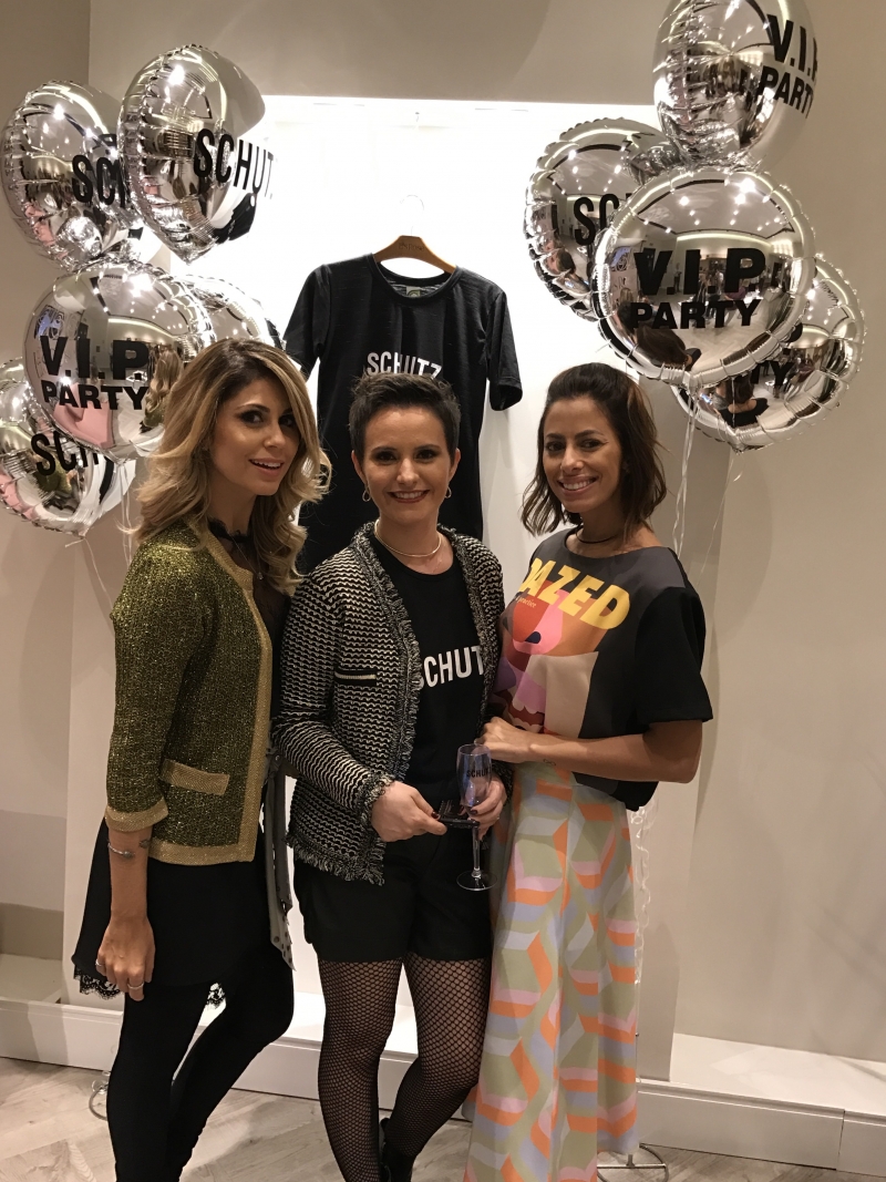 Carol Duarte, Suzi Ruiz (proprietária da loja) e a Tábata Boccatto