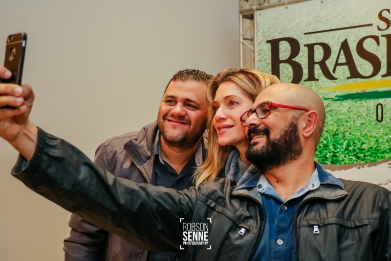 Alessandro Barros, Leticia Spiller e o socio de Alessandro na C2 Filmes, Paulo